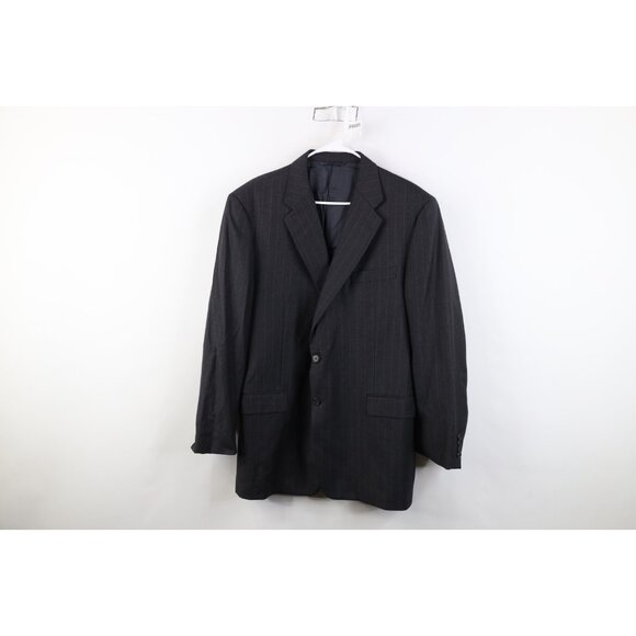 Hickey Freeman Loro Piana Mens 46R Pinstriped Super 120s Wool Blazer Suit Jacket